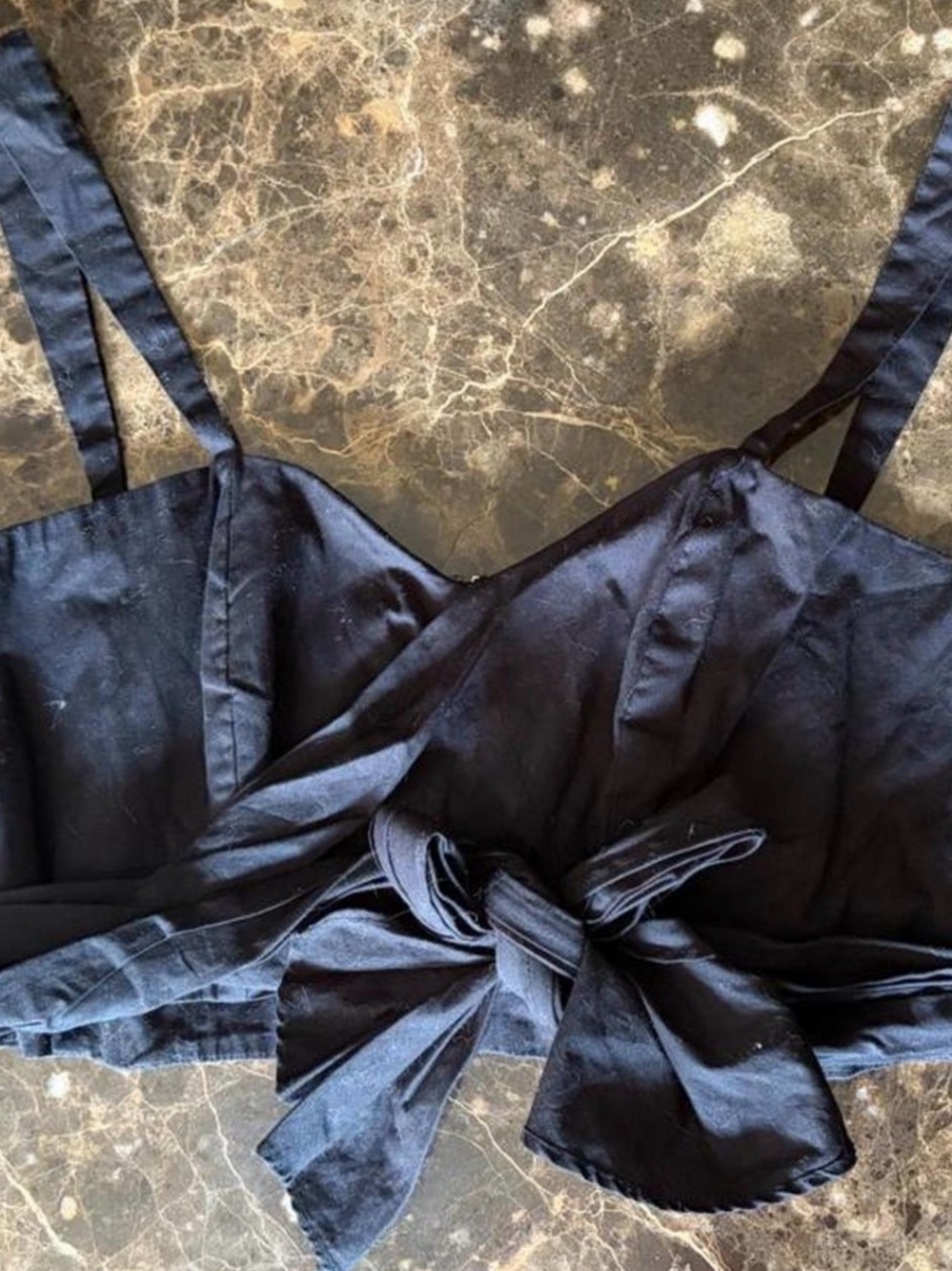 Women’s Black Tie-Front Crop Top